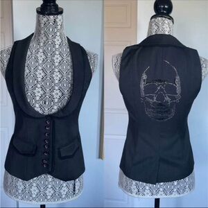 Designer Glamour Campaign x Fred Naggar Swarovski Skull Wool/Silk Vest. Size 2